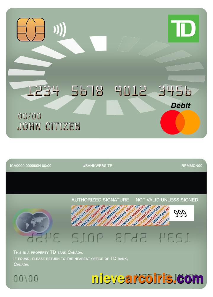 Canada TD master debit card